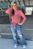 STE102 - RED CHECK Mesh Top Red