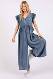 MIT106 - CHAMBRAY WIDE LEG JUMPSUIT