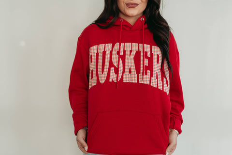 HFL110 - RED HOUNDSTOOTH HOODIE