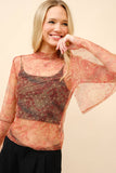 BLB128 - Mesh Bell Sleeve Top