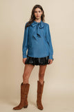 A&S103 - DENIM BLOUSE W/TIE