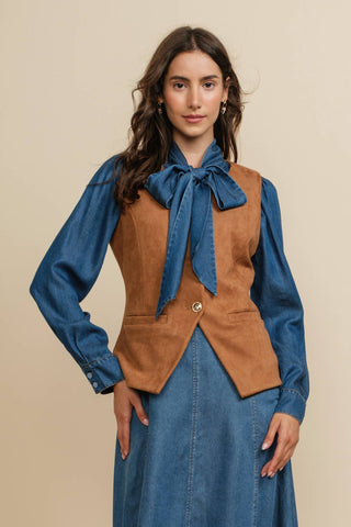 A&S104 - Camel Suede Western Vest