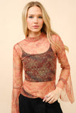 BLB128 - Mesh Bell Sleeve Top