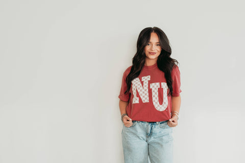 HFL108 - LACE NE APPLIQUE RED TEE