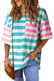 PB104 - Stripe Contrast Drop Sleeve T-Shirt