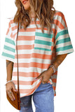 PB104 - Stripe Contrast Drop Sleeve T-Shirt