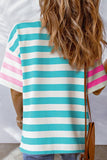 PB104 - Stripe Contrast Drop Sleeve T-Shirt