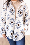 SG114 - She Could Be The One Ivory Aztec Pattern Button Down Sherpa