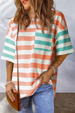 PB104 - Stripe Contrast Drop Sleeve T-Shirt