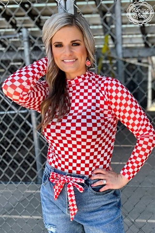 STE102 - RED CHECK Mesh Top Red
