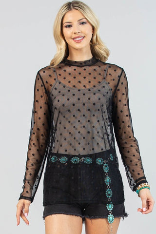 AVE102 - POLKA DOT MESH TOP -