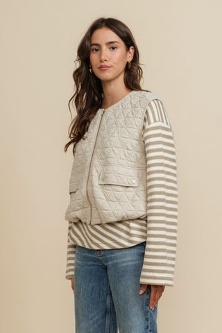 A&S101 - CREAM QUILTED VEST -