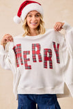 BIB114 - MERRY PLAID WAFFLE PULLOVER