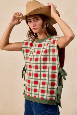 BIB115 - PLAID SWEATERVEST