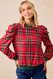 BIB116 - RED PLAID TOP