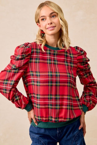 BIB116 - RED PLAID TOP