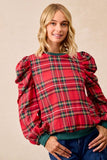 BIB116 - RED PLAID TOP