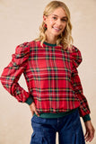 BIB116 - RED PLAID TOP
