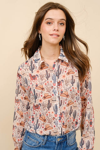 BLB106 - WESTERN PRINT BLOUSE -