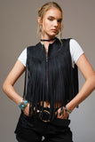 BLB121 - BLACK FRINGE VEST -