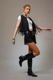 BLB121 - BLACK FRINGE VEST -