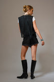 BLB121 - BLACK FRINGE VEST -