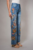 BLB125 -  FLORAL EMB JEANS -