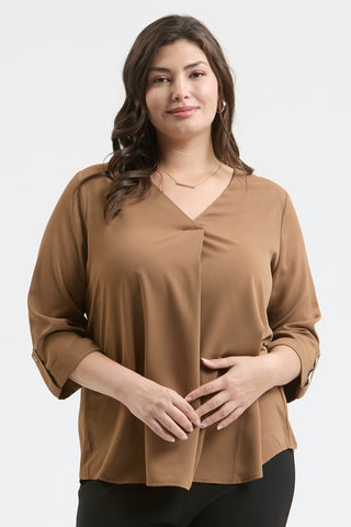 BLU114 - CURVY SOLID VNECK BLOUSE