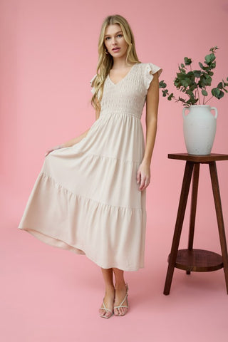 BLU130 - KHAKI MAXI DRESS