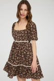 BLU131 - BROWN FLORAL MINI DRESS -