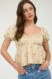 BLU133 - DAISY EMB TOP -
