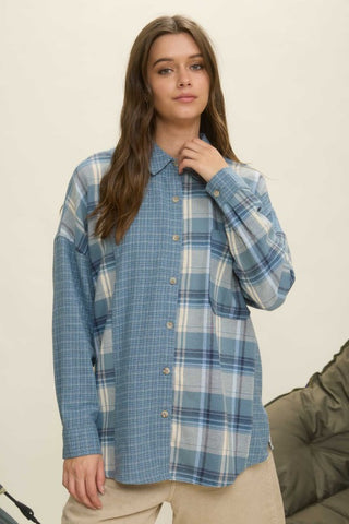 BLU142 - BLUE PLAID FLANNEL -