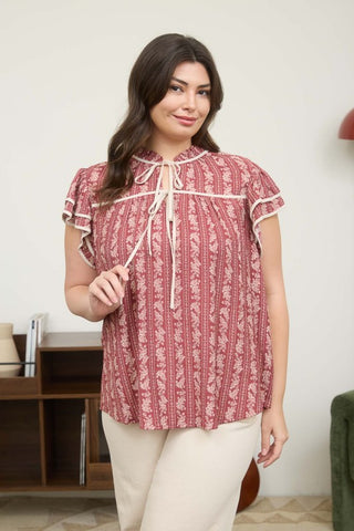 BLU147 - FLORAL PRINT TOP CURVY -