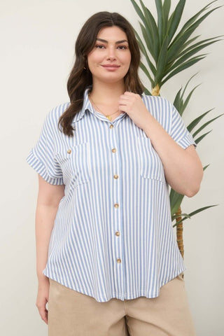 BLU148 - STRIPED BUTTON DOWN-