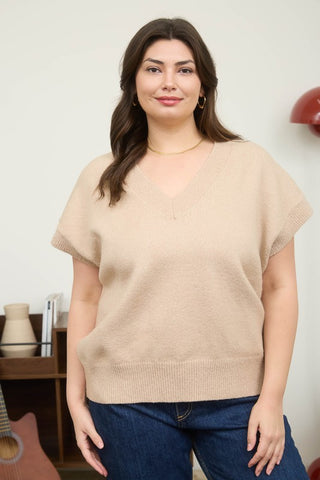 BLU150 - CURVY KHAKI SWEATER -
