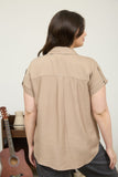 BLU151 - CURVY KHAKI BLOUSE -