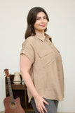 BLU151 - CURVY KHAKI BLOUSE -