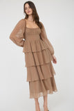 BLU153 - METALLICTIERED MAXI DRESS