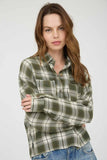 BLU154 - OLIVE PLAID BUTTON DOWN