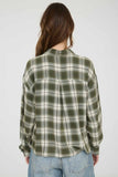 BLU154 - OLIVE PLAID BUTTON DOWN