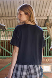 BLU157 - NAVY VNECK TOP