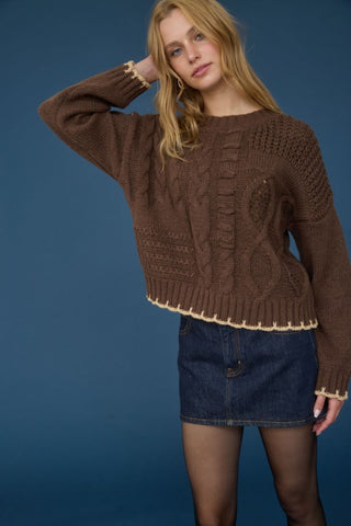 BLU164 - BROWN STITCH SWEATER