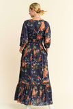 DAV123 - TEAL MAXI FLORAL DRESS