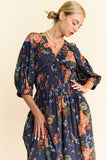 DAV123 - TEAL MAXI FLORAL DRESS