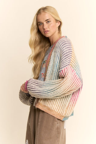 DAV127 - MULTI STRIPE CARDIGAN