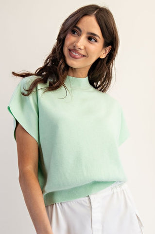 EES113 - CURVY MINT SWEATER TOP -