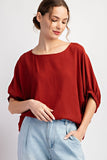 EES123 - RUST SATIN TOP -