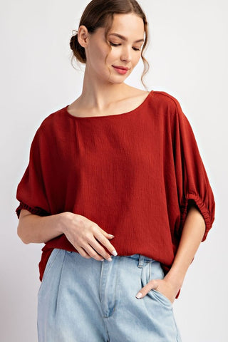 EES123 - RUST SATIN TOP -
