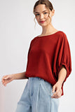 EES123 - RUST SATIN TOP -