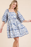 GEE116 - BLUE PRINT MINI DRESS -